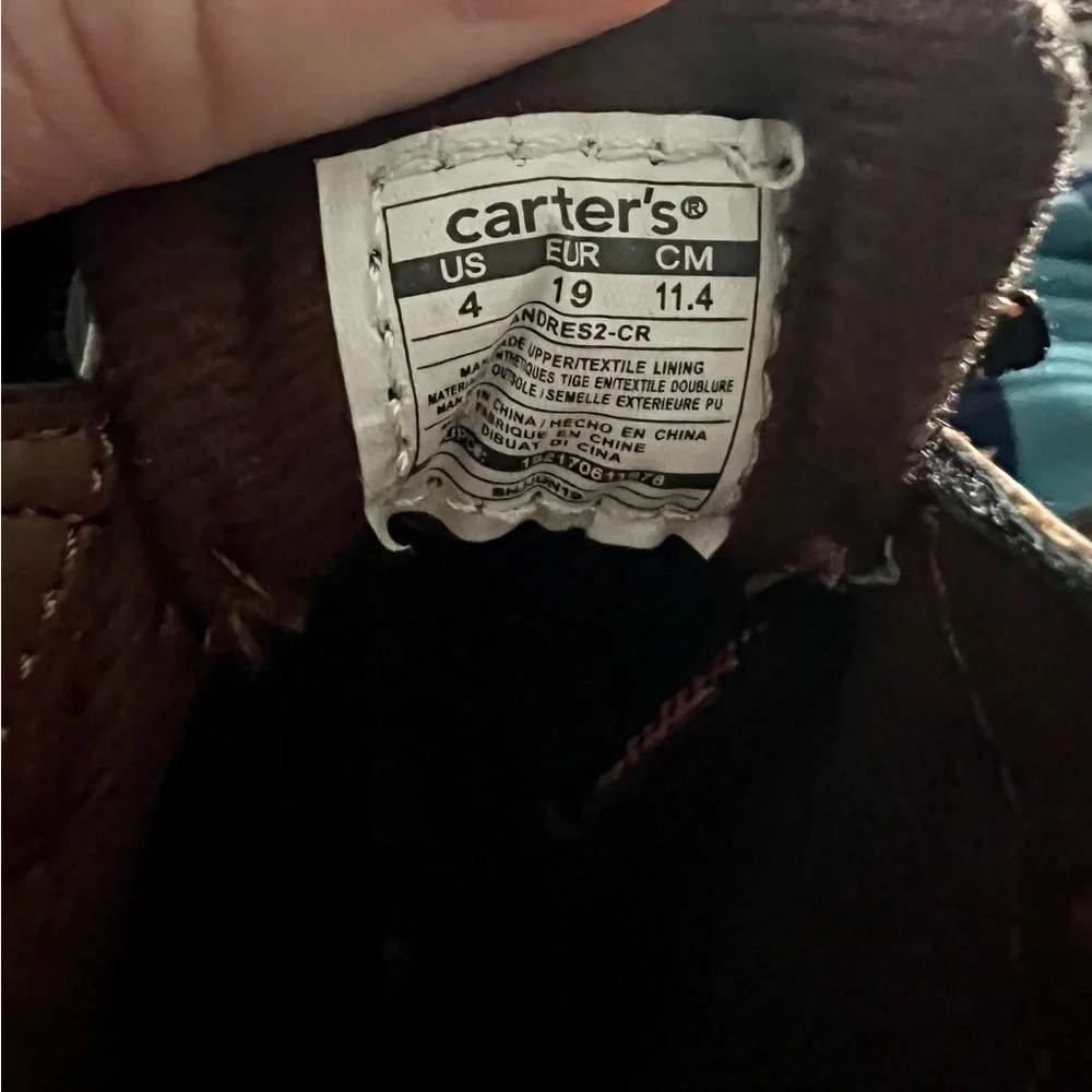 Carter’s Brown Booties with Velcro strap. Size 4